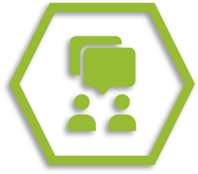 This is a picture of two people talking. It is the icon used to represent the Better perceptions, better service training course.