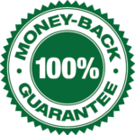 A 100% money back guarantee stamp